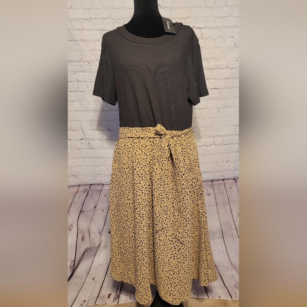 Brown  Dress with Waist Tie